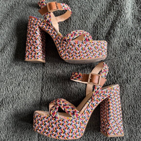 Jessica Simpson Colorful Knit Strappy Heels • Size 8.5 M - Picture 1 of 8